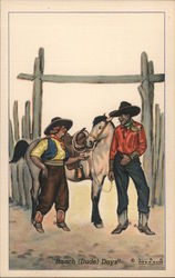 Ranch (Dude) Days Tucson, AZ Cowboy Western Lon Megargee Postcard Postcard Postcard