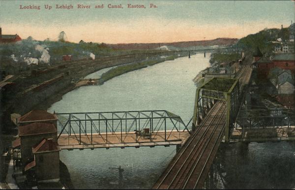 Looking up Lehigh River and Canal Easton Pennsylvania