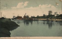 Dredge on Barge Canal Postcard