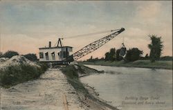 Building Barge Canal, Cleveland and Son's Steam Shovel, Erie Canal Postcard