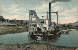 Dredge. "Fort Edward" Working in Barge Canal Postcard