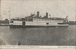 Steamer "Penn" On Delaware and Chesapeake Canal Postcard