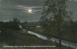 Miami & Erie Canal from Deep Cut by Moonlight Spencerville, OH Postcard Postcard Postcard