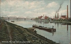 Canal Boat and Lehigh Bridge Postcard