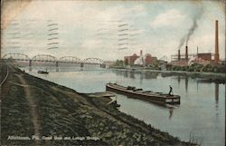 Canal Boat and Lehigh Bridge Postcard