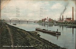 Canal Boat and Lehigh Bridge Allentown, PA Postcard Postcard Postcard