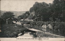 View along Philadelphia and Easton Trolley Raubsville, PA Postcard Postcard Postcard