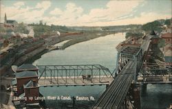 Looking up Lehigh River & Canal Postcard