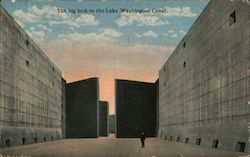 The big lock in the Lake Washington Canal Postcard