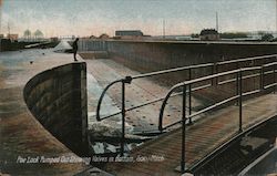 Poe Lock pumped out showing valves in bottom Postcard