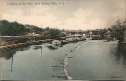 Looking up the River Seneca Falls, NY Postcard Postcard Postcard