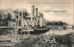 Large Dredge Oneida Digging Barge Canal Erie Canal 1908 Postcard