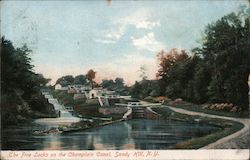 The Five Locks on the Champlain Canal, Sandy Hill Hudson Falls, NY Postcard Postcard Postcard