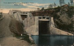 View showing Canal Locks at Delta Dam Rome, NY Postcard Postcard Postcard