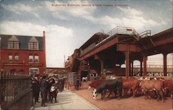 Elevated Station, Union Stock Yards Postcard