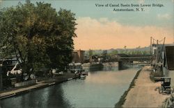 View of Canal Basin from Lower Bridge Amsterdam, NY Postcard Postcard Postcard