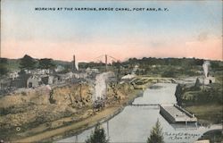 Working at the Narrows, Barge Canal Postcard