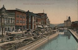 Champlain Canal and Street View Postcard