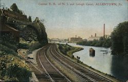 Central R.R. of N.J. and Lehigh Canal Allentown, PA Postcard Postcard Postcard