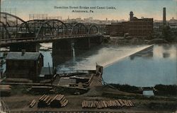 Hamilton Street Bridge and Canal Locks Postcard