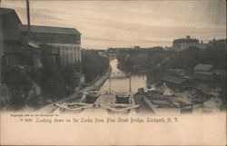 Looking Down on the Locks from Pine Street Bridge Postcard