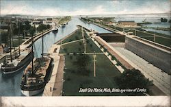 Bird's eye View of Locks Postcard