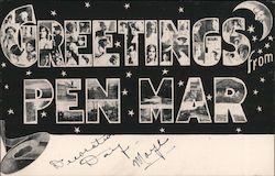 Greetings from Pen Mar (Block Letters with Images inside) Postcard