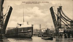 Jack Knife Bridge and Shipping, Buffalo Harbor Postcard