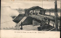 Old Hartford Toll Bridge Burned May 17, 1895 Postcard