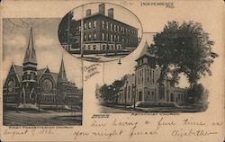 First Presbyterian, Methodist Church, Central High School Postcard