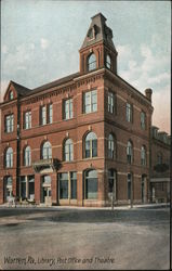 Library, Post Office & Theatre Postcard