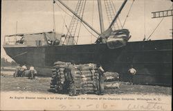 An English Steamer Loading a Full Cargo of Cotton at the Wharves of Champion Compress Postcard