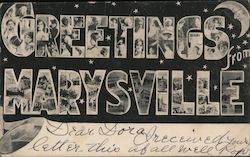 Greetings from Marysville (block letters with pictures in them) Postcard