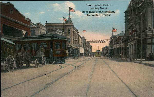 Twenty-first Street Looking North from Interurban Station Galveston Texas