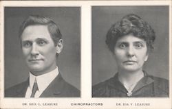 Drs. Geo & Ida Leasure Licensed Chiropractors Postcard