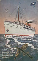 Steamship Avalon to and from Catalina Island Postcard