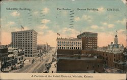 A Portion of the Retail District Wichita, KS Postcard Postcard Postcard