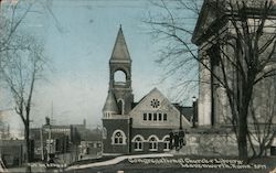 Congretational Church & Library Postcard