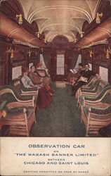 Observation Car on "The Wabash Banner Limited" Postcard