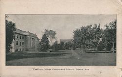 Washburn College Campus and Library Postcard