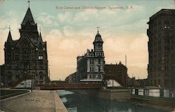 Erie Canal and Clinton Square Postcard