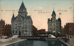 Savings Bank Building, Erie Canal, Gridley Building Syracuse, NY Postcard Postcard Postcard