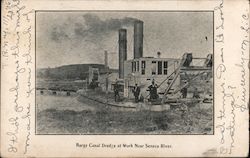 Barge Canal Dredge at Work near Seneca River Liverpool, NY Postcard Postcard Postcard