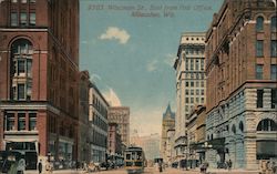 Wisconsin St East From Post Office Postcard
