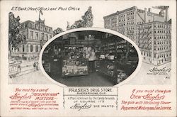 E.T. Bank Head Office, Fraser's Drug Store Postcard