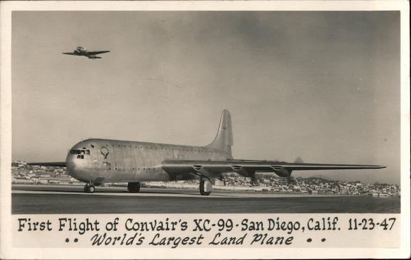 First Flight of Convair's XC-99, World's Largest Plane San Diego California