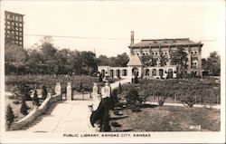 Public Library, Kansas City, Kansas [photo of walkway approaching library] Postcard Postcard Postcard