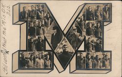 Rare: University of Michigan Football Team Multi-view "M" Postcard