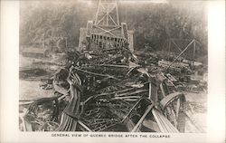 View of Quebec Bridge after it collapsed [b&w photo] Postcard