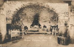 Fireplace, Rest House Grand Canyon National Park, AZ Postcard Postcard Postcard